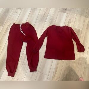 Wine long sleeve medical scrub set